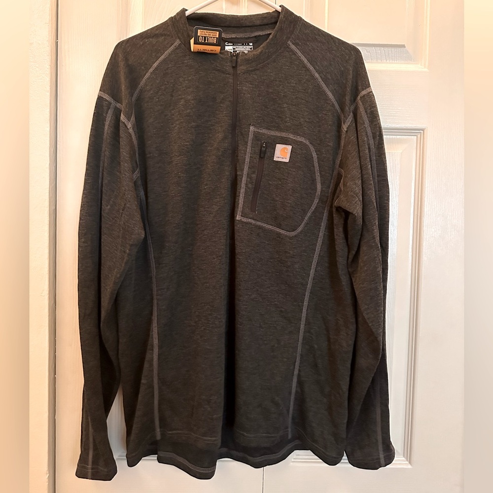 NWT Carhartt Men's Force Midweight Wool Blend Base Layer Quarter-Zip Pocket Top